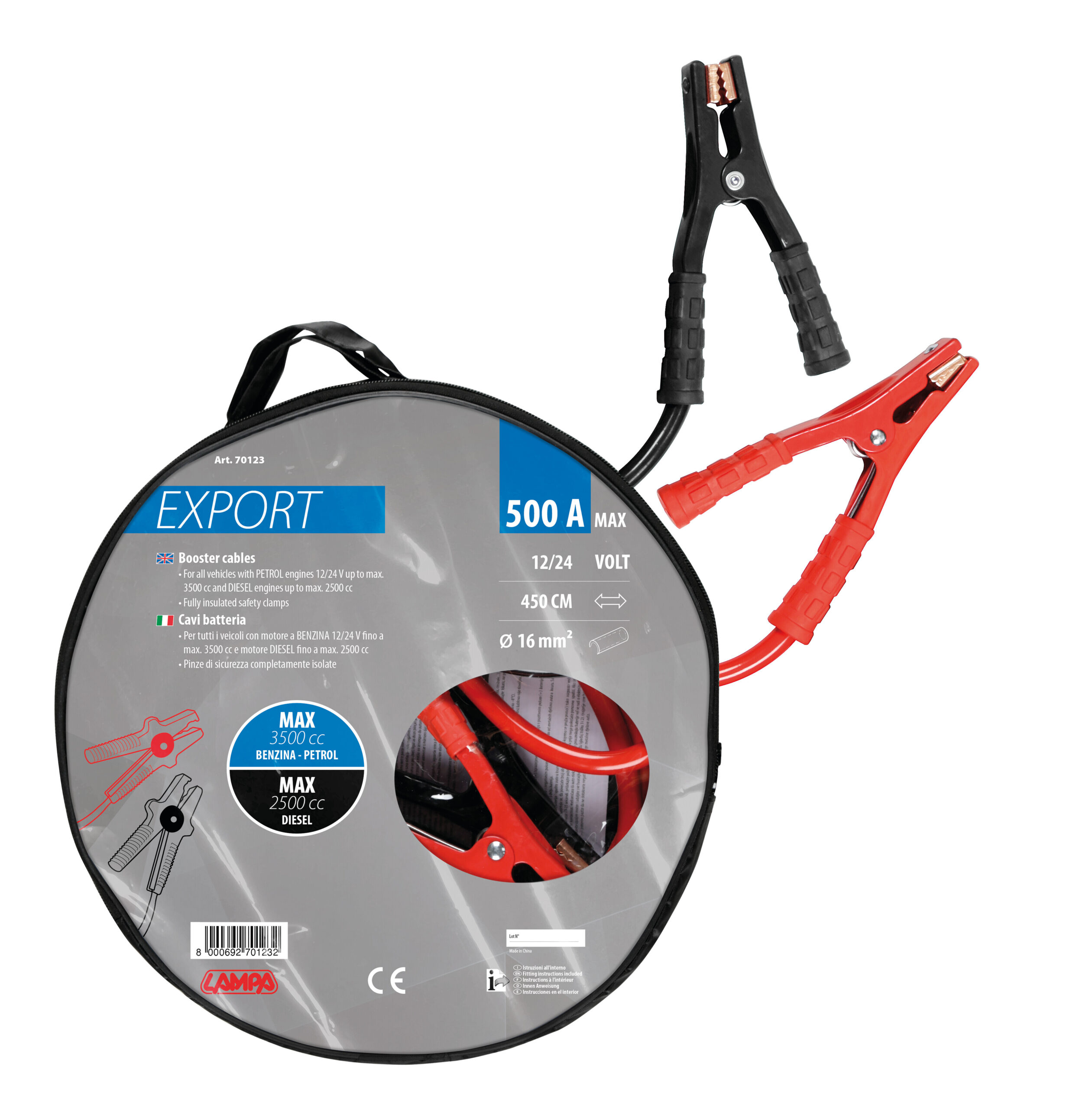 Cavi batteria Export 12/24V - 450 cm - 500 A - 16 mm² - immagine 4