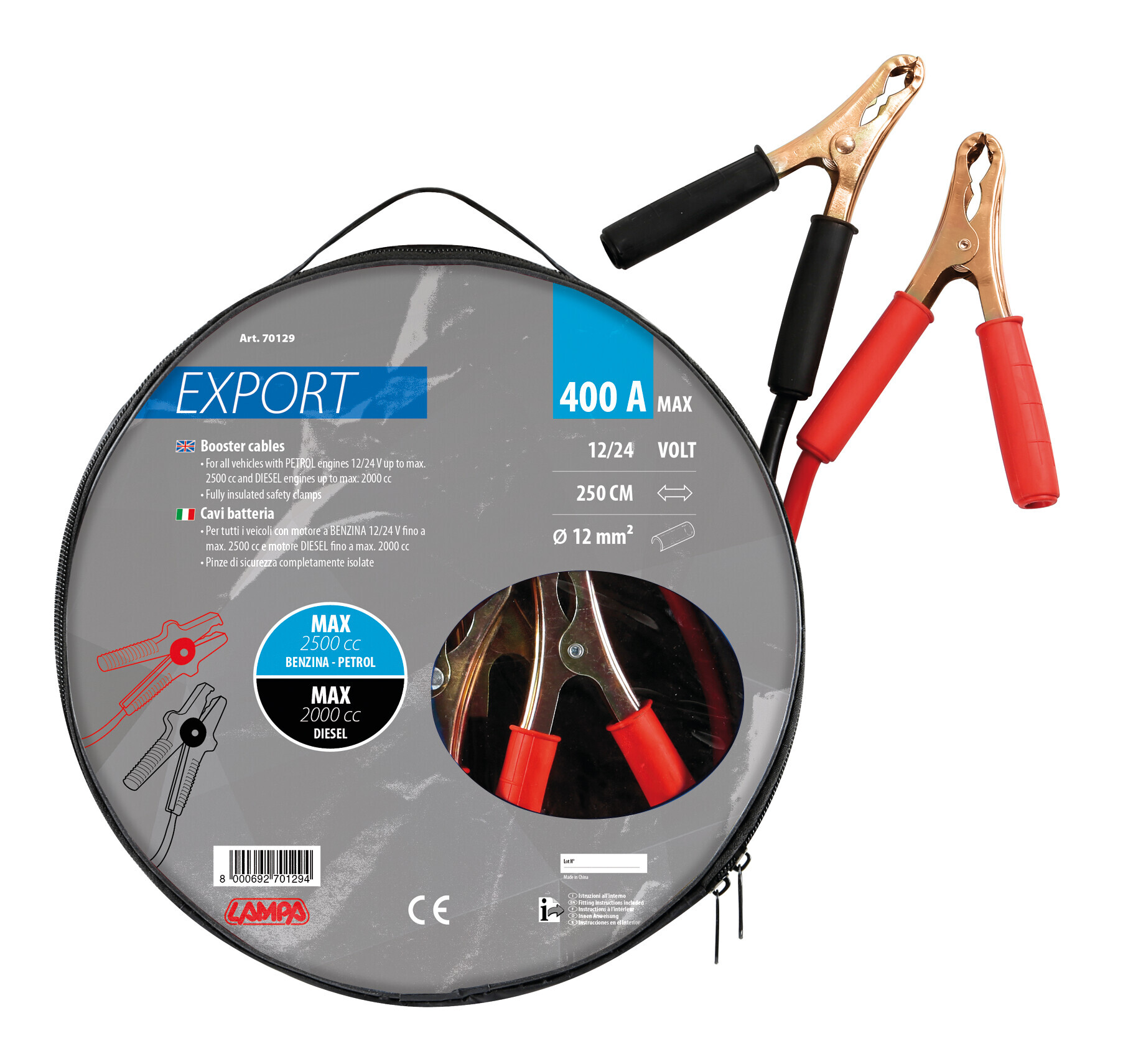 Cavi batteria Export 12/24V - 250 cm - 400 A - 12 mm² - immagine 3