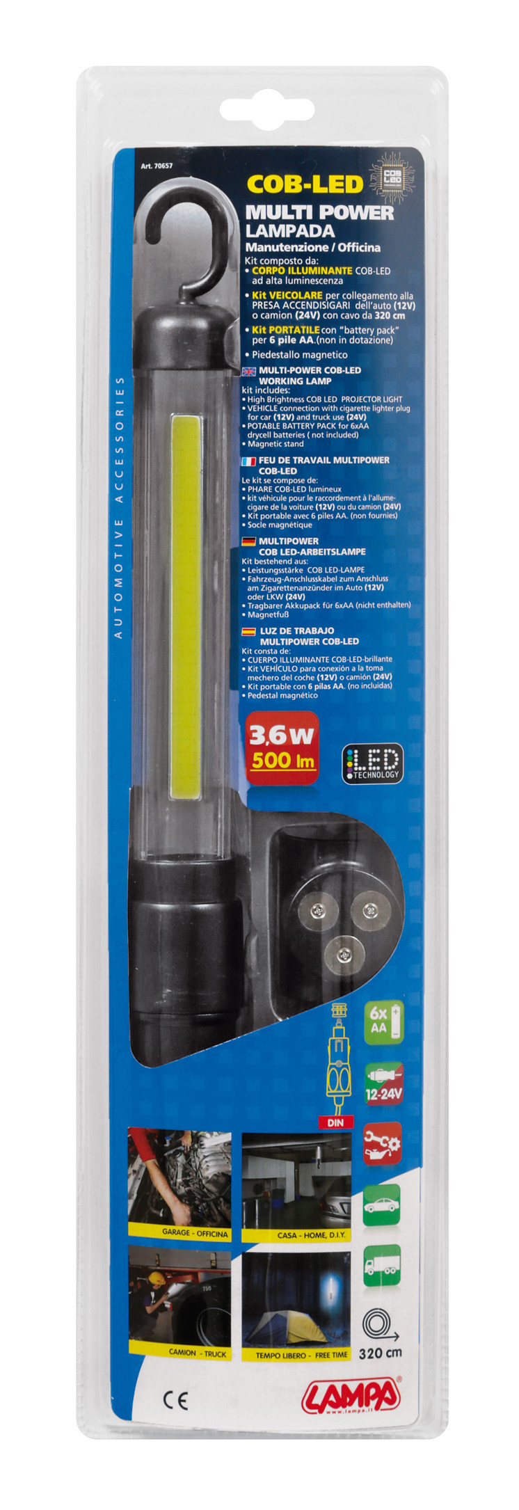Lampada da lavoro a LED COB - 12/24V - immagine 12