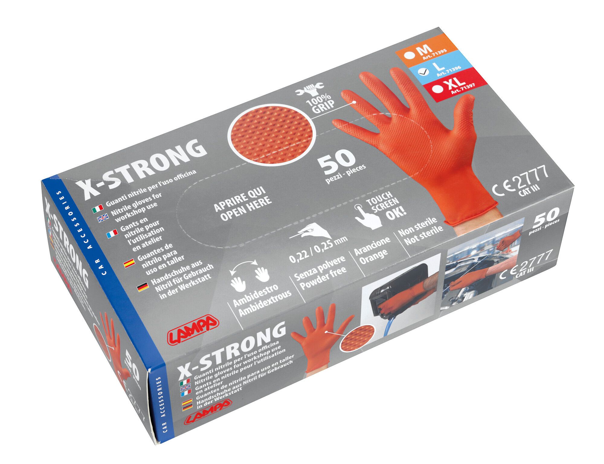 X-Strong, guanti in nitrile per uso officina - 50 pz - L - immagine 2