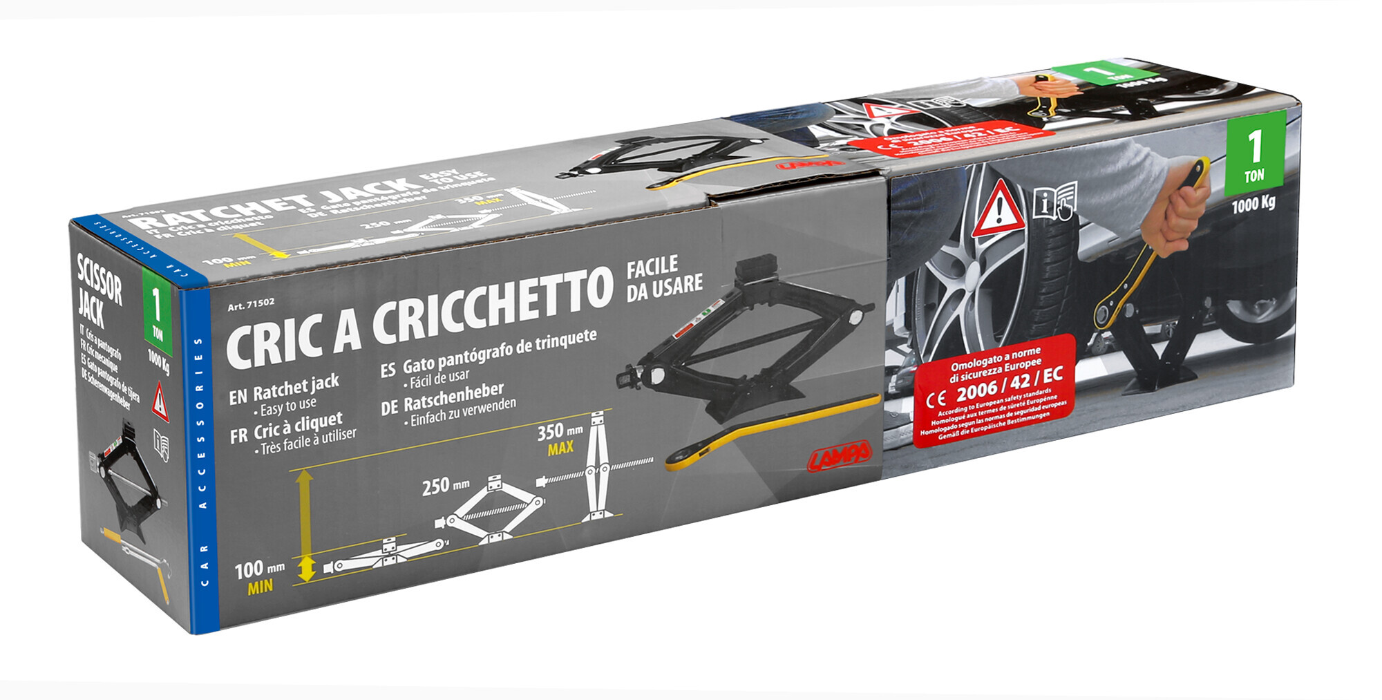 Cric a pantografo con cricchetto - 1.000 kg - immagine 6