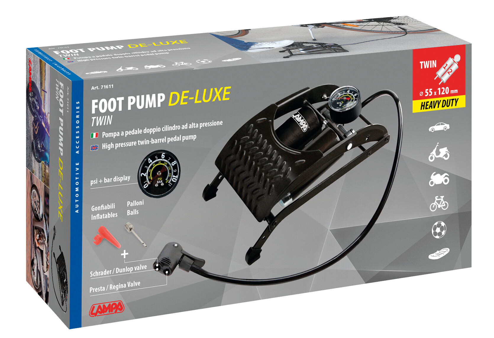 Pompa a pedale de-luxe doppio cilindro - 2 cilindri - immagine 5