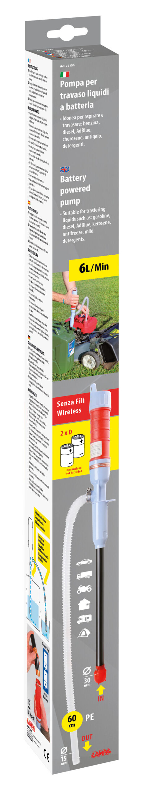 Pompa a batteria per travaso liquidi - 6 L/min - immagine 12