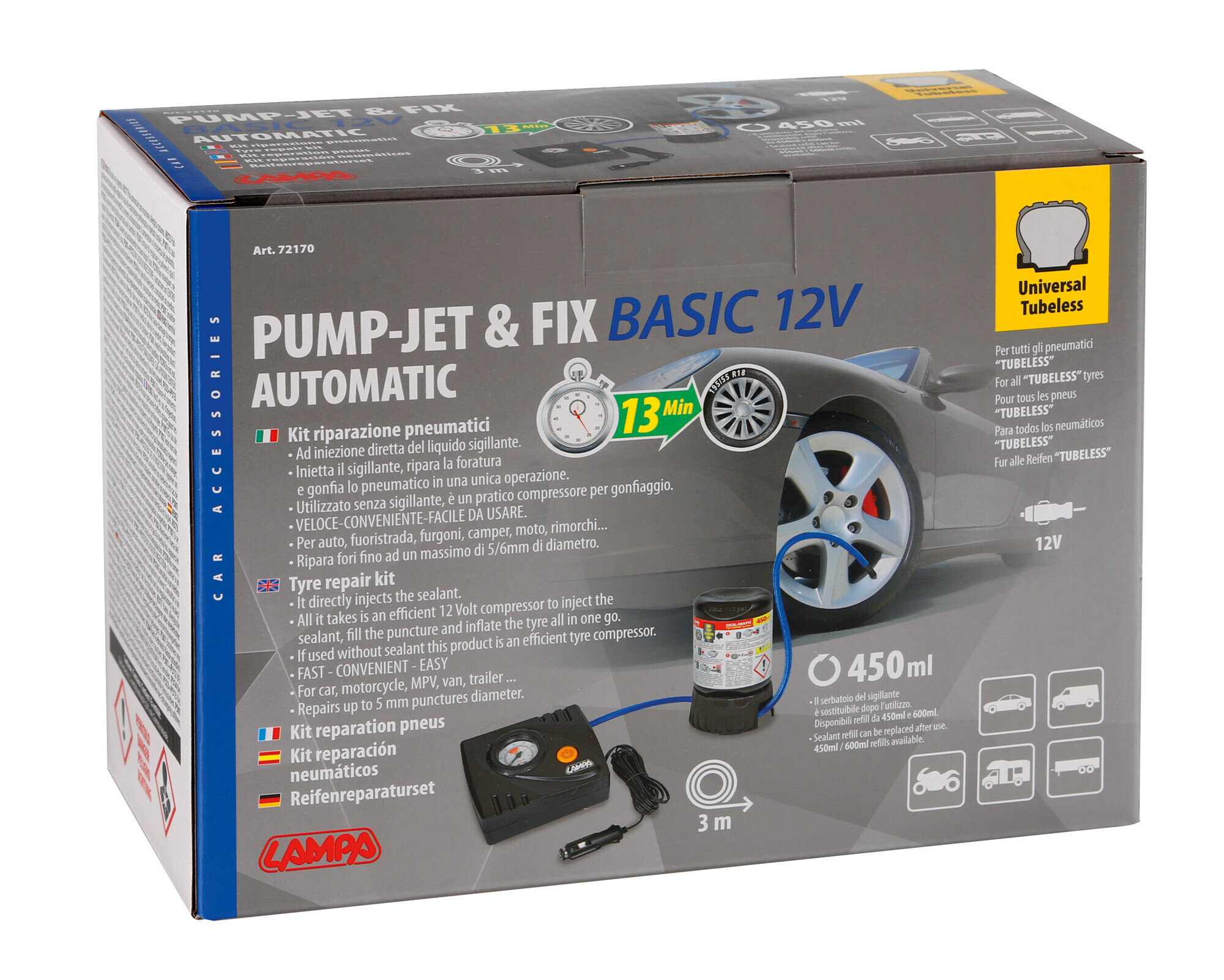 Pump-Jet & Fix Basic, kit riparazione pneumatici, 12V - immagine 14