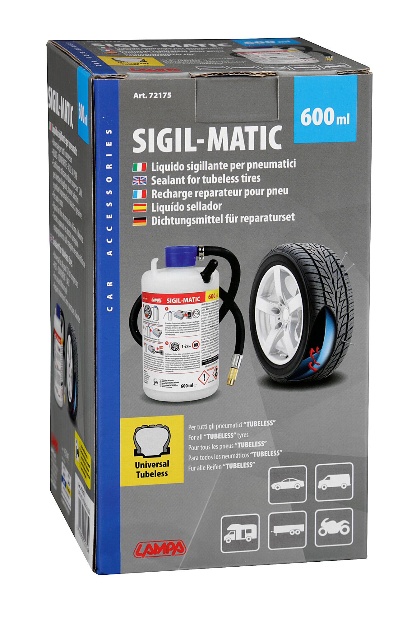 Sigil-Matic, kit liquido sigillante per pneumatici, 600 ml - immagine 2