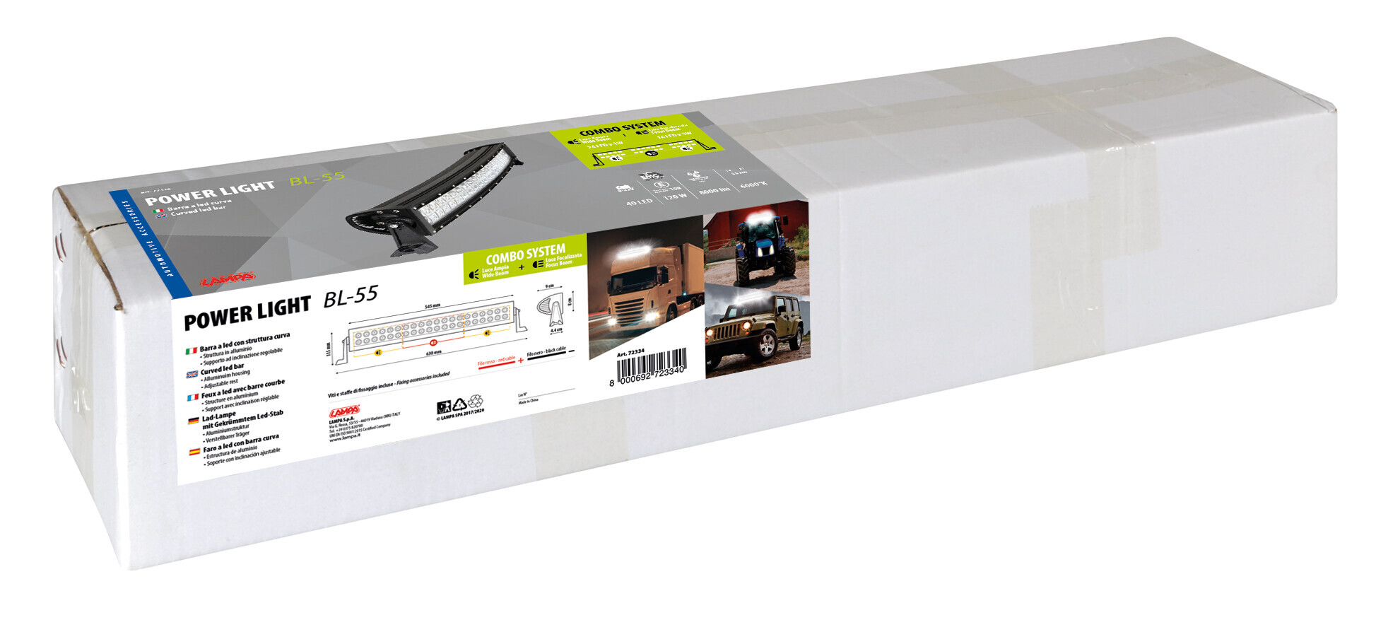 Barra a Led con struttura curva in alluminio, 12/24V - 55 cm - immagine 8