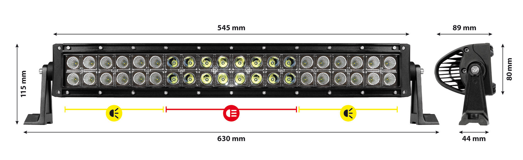 Barra a Led con struttura curva in alluminio, 12/24V - 55 cm - immagine 7