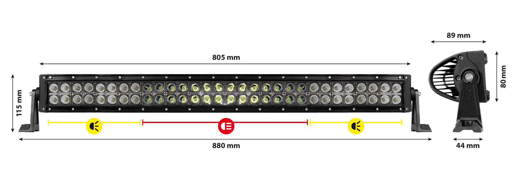 Barra a Led con struttura curva in alluminio, 12/24V - 80 cm - immagine 4