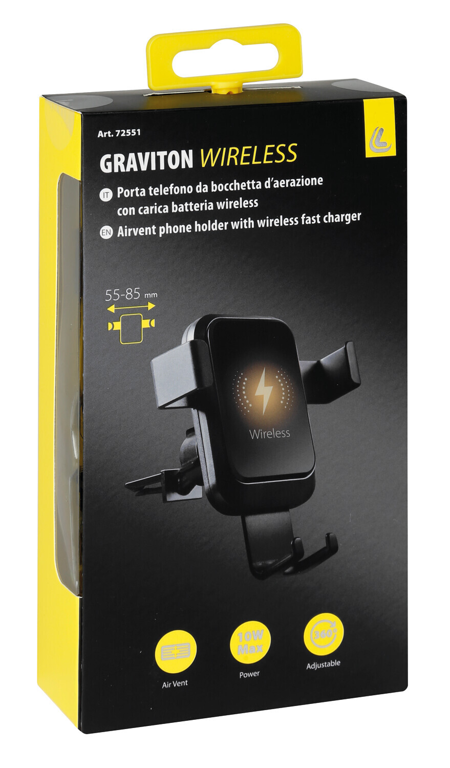 Graviton Wireless, porta telefono per bocchette d’aerazione con carica batteria wireless - immagine 11