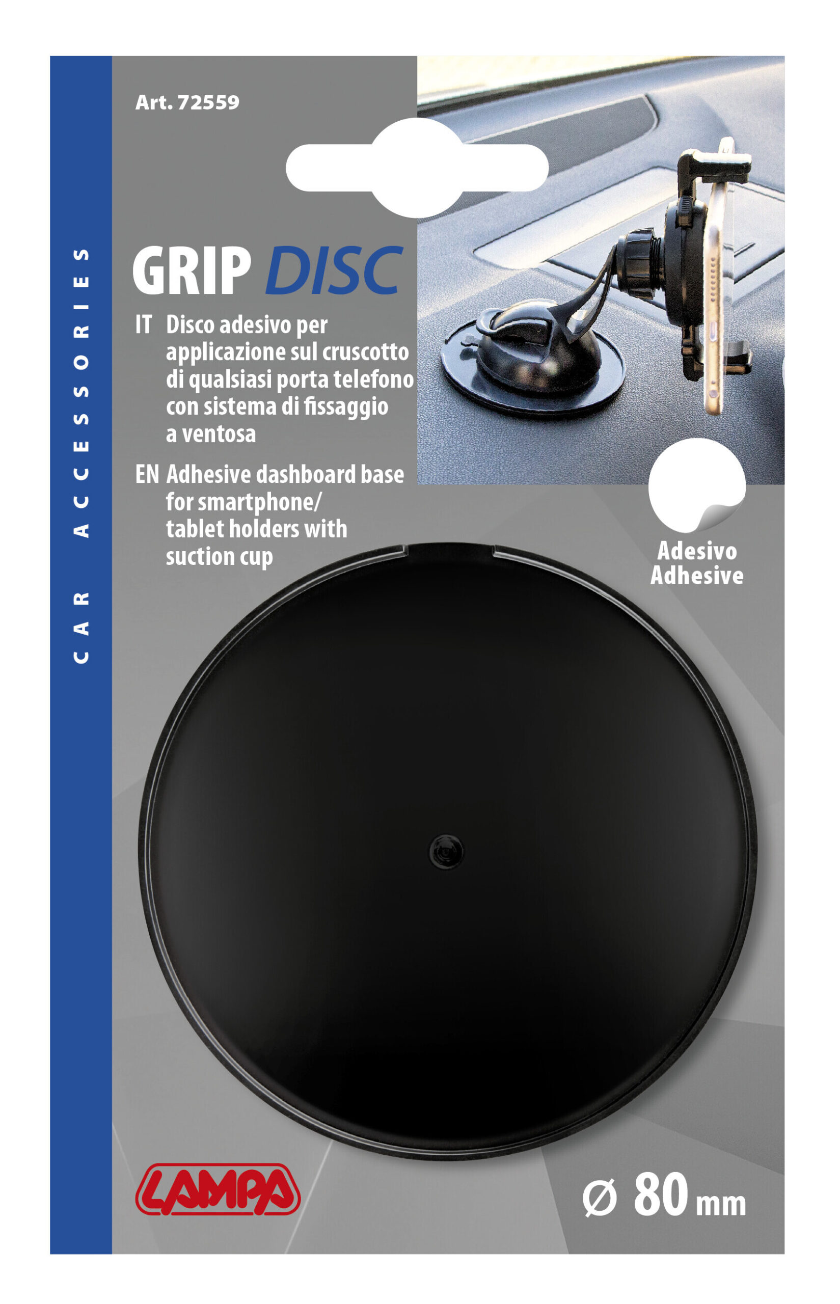 Grip Disc, base adesiva da cruscotto - Ø 80 mm - immagine 5