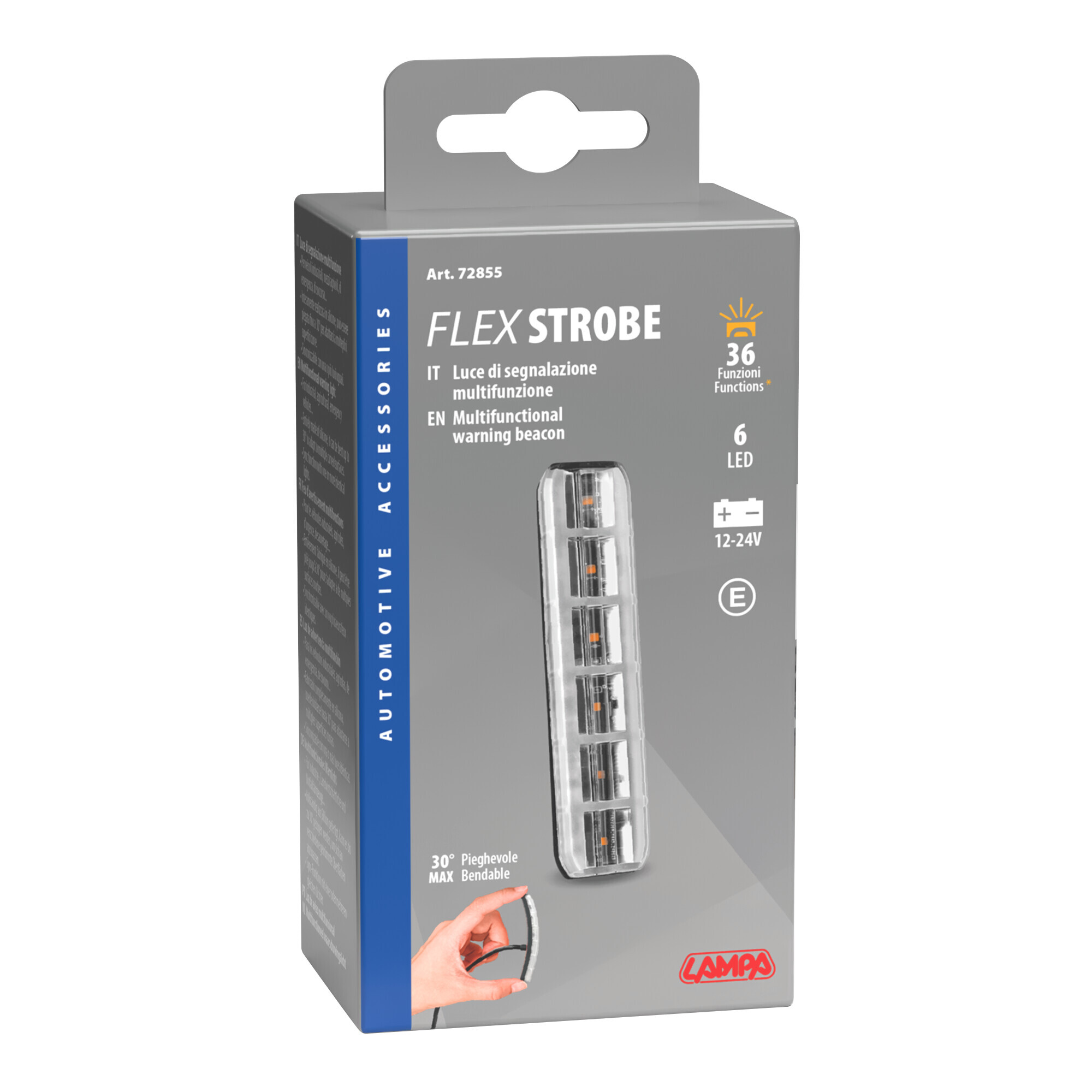 Luce di segnalazione multifunzione flessibile a 6 Led, 12/24V - Arancio - immagine 6