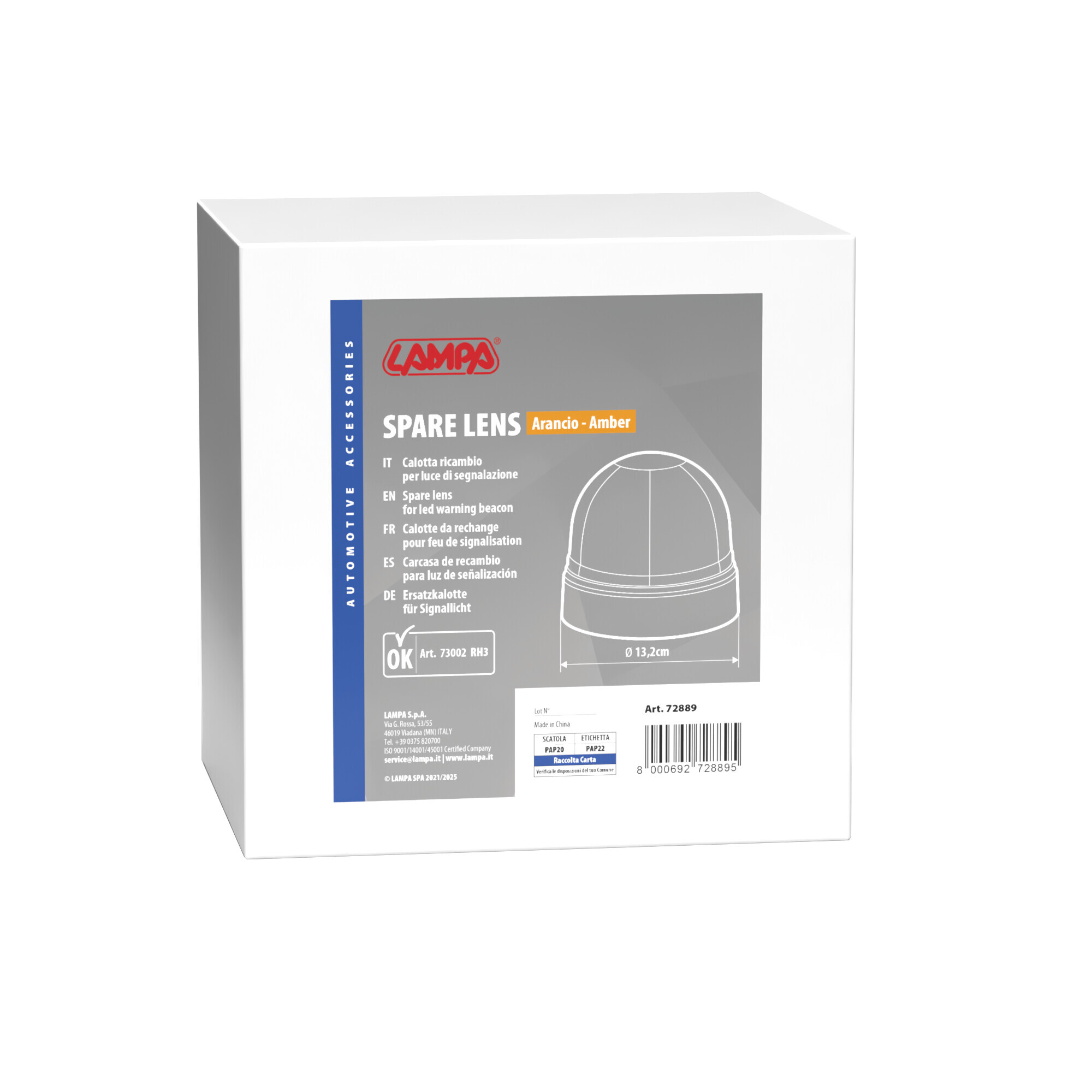 Calotta ricambio per luce di segnalazione art. 73002 - Ø 132 mm - Arancio - immagine 2