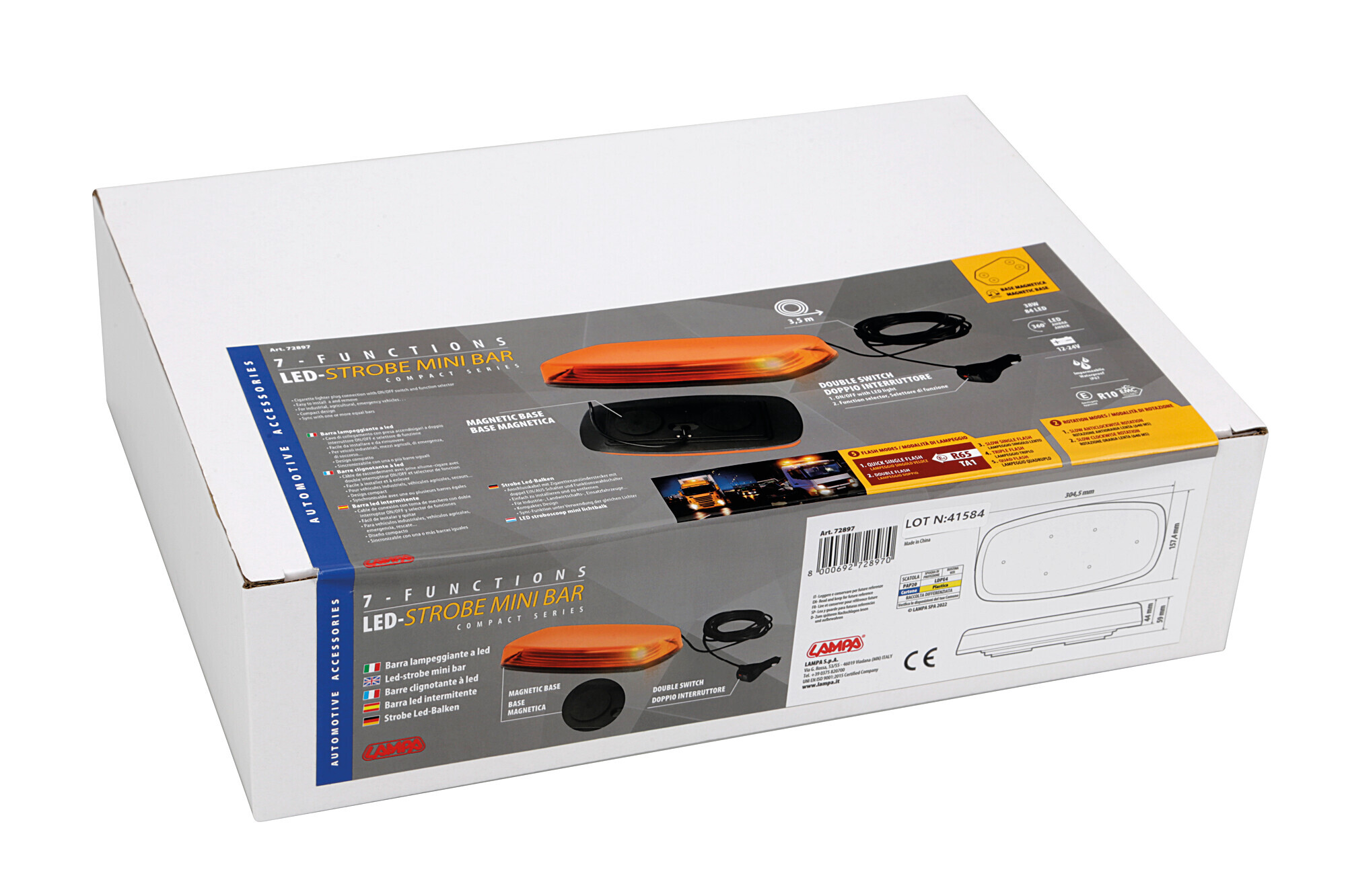 Barra lampeggiante arancio, 7 funzioni, 12/24V - immagine 7