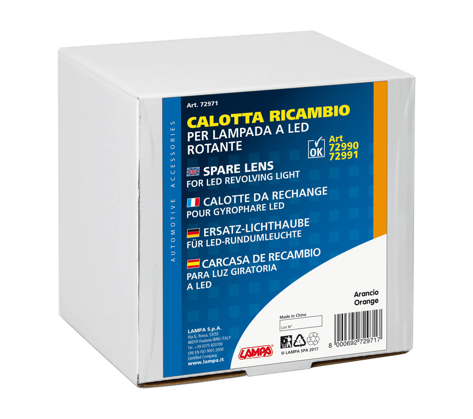 Calotta ricambio per luce di segnalazione art. 72990 / 72991 - Arancio - immagine 2