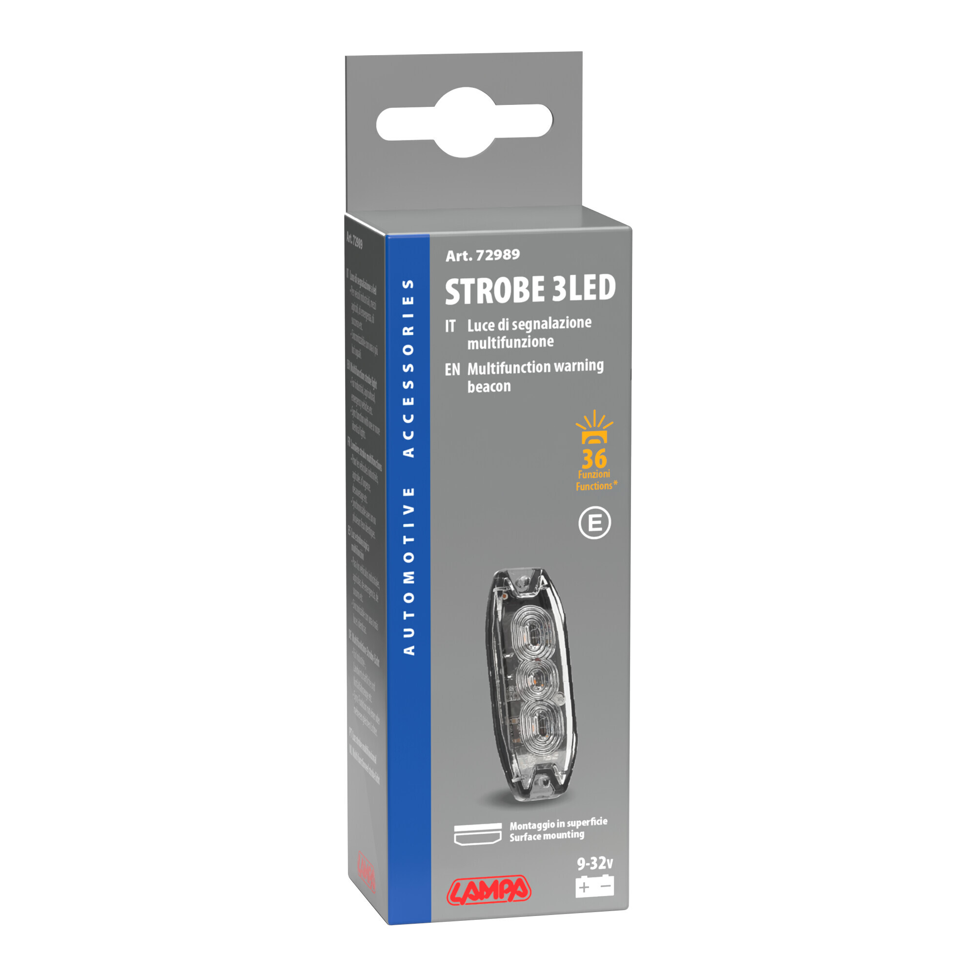 Luce di segnalazione multifunzione a 3 Led, 9/32V - 80x29 mm - Arancio - immagine 5