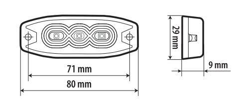 Luce di segnalazione multifunzione a 3 Led, 9/32V - 80x29 mm - Arancio - immagine 4