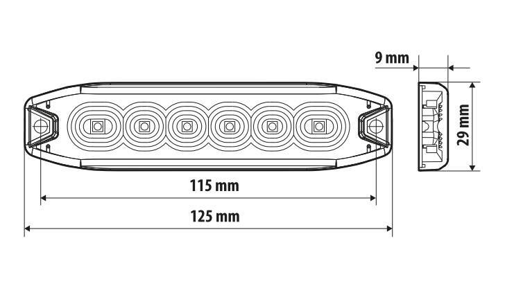 Luce di segnalazione multifunzione a 6 Led, 9/32V - Arancio - immagine 6