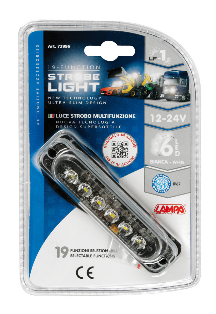 Luce strobo multifunzione - 6 Led - 12/24V - Bianco - immagine 5