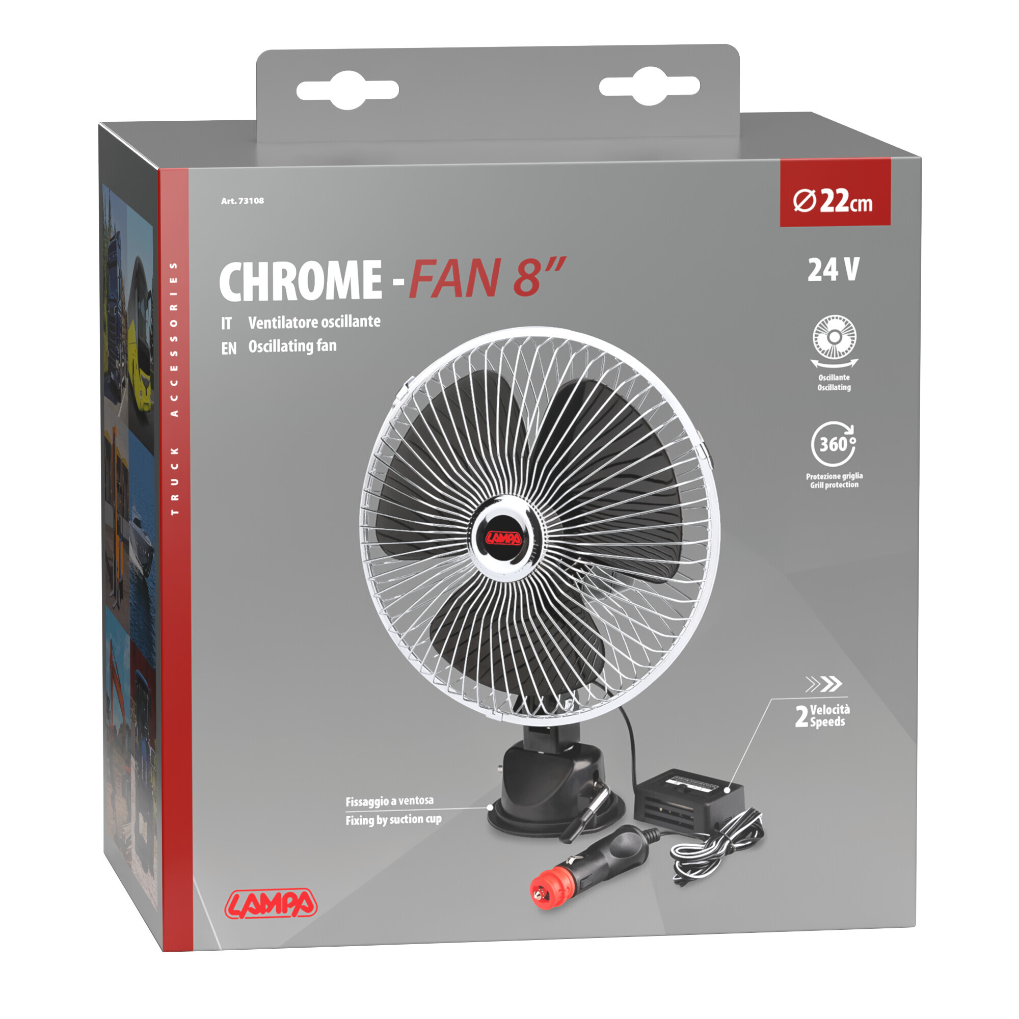 Chrome-fan, ventilatore con ventosa Ø 8" - 24V - immagine 3