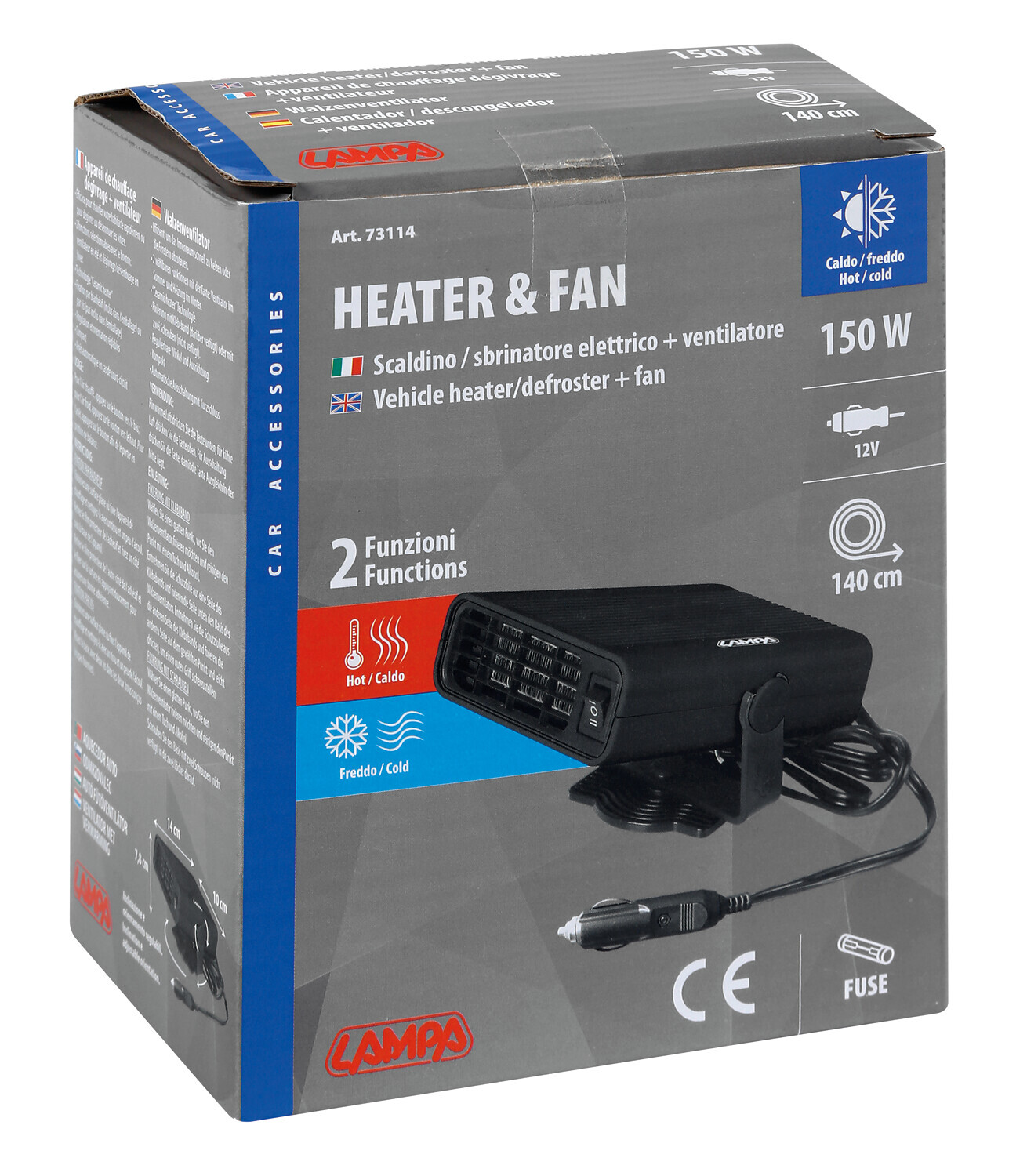 Heater & Fan, scaldino/sbrinatore e ventilatore - 12V - 150W - immagine 2