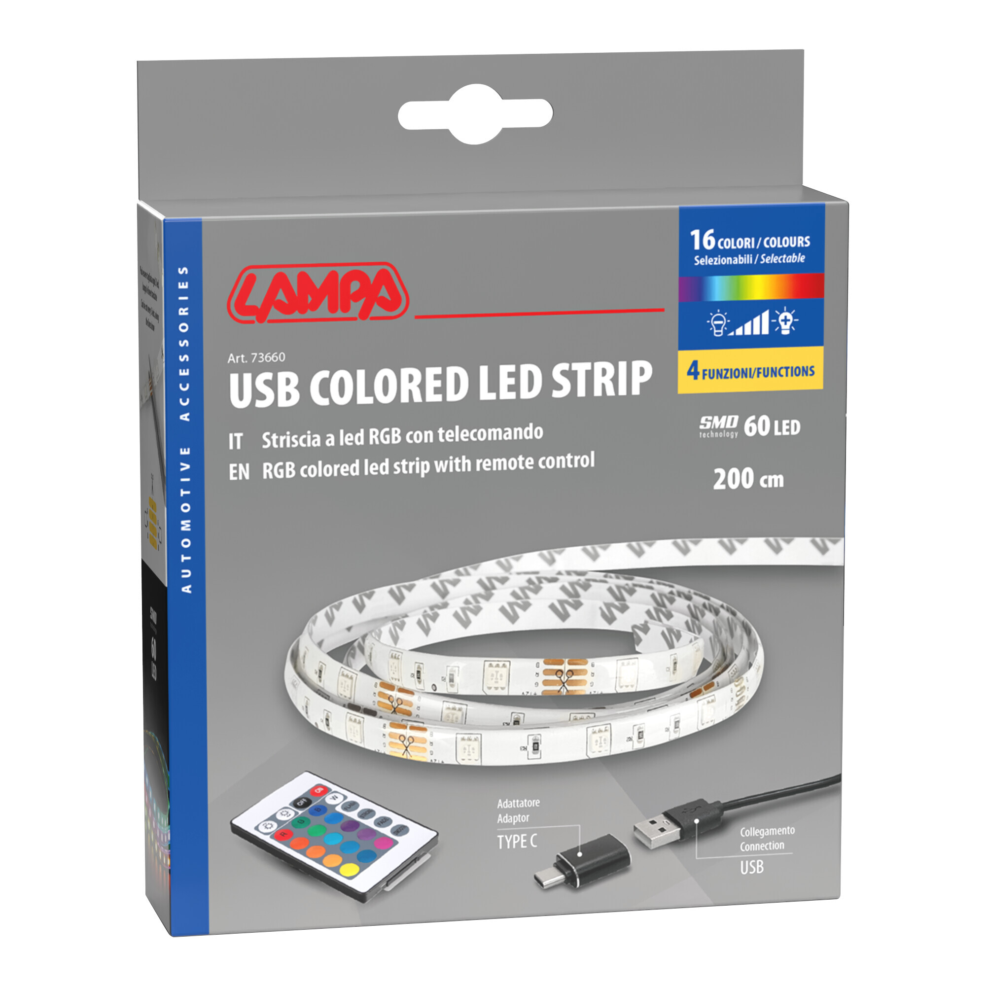 Striscia adesiva a Led RGB, USB - 200 cm - immagine 9