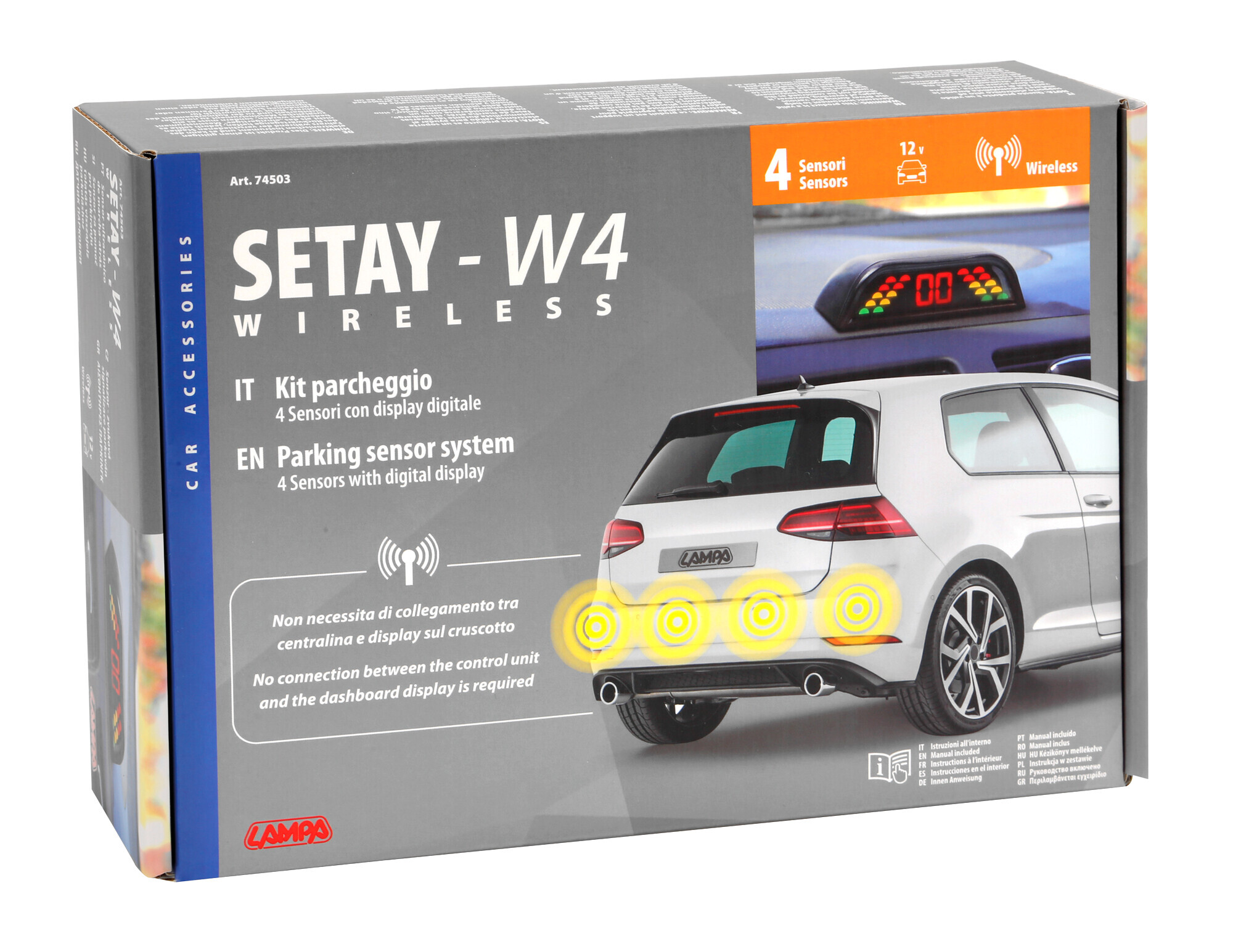 Setay W4, kit 4 sensori parcheggio con display wireless, 12V - immagine 4