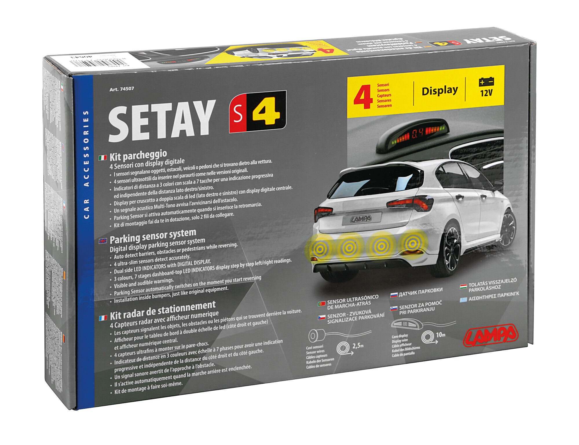 Setay S4, kit 4 sensori parcheggio con display digitale, 12V - immagine 5