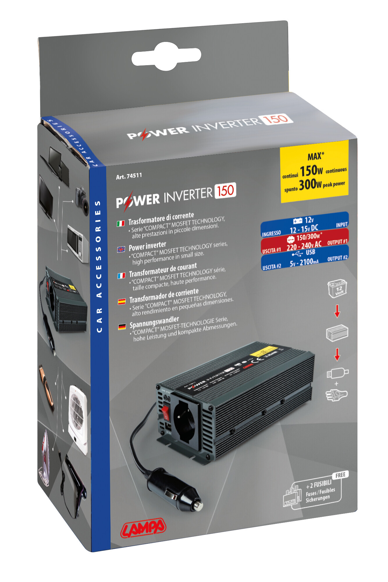 Power Inverter 150, trasformatore 12V > 220V - immagine 4