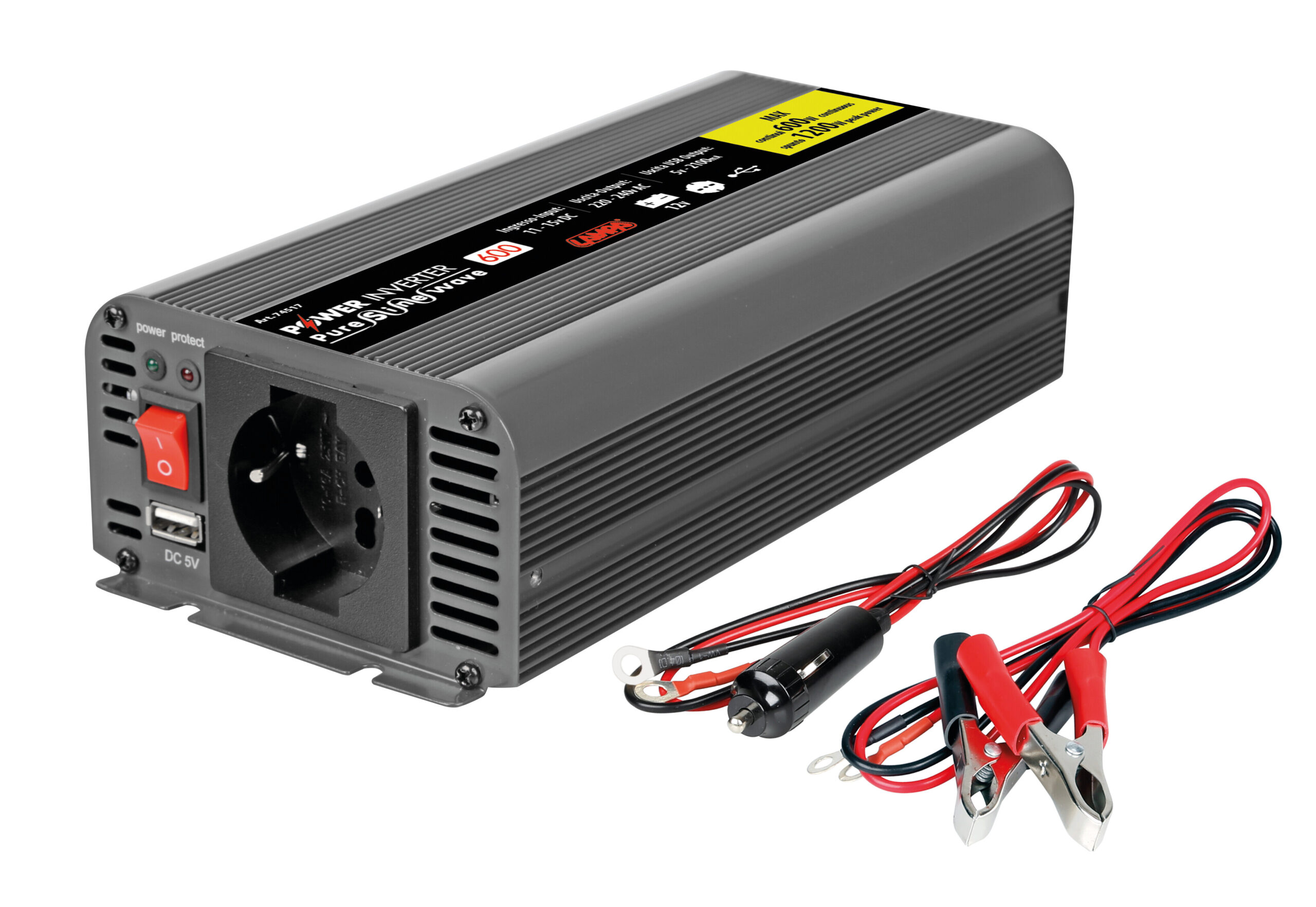 Power Inverter PSW600, trasformatore a onda sinusoidale pura 12V > 230V