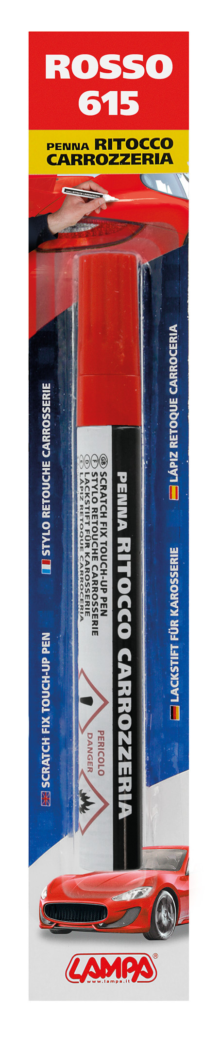 Penna ritocco carrozzeria - Rosso - 615