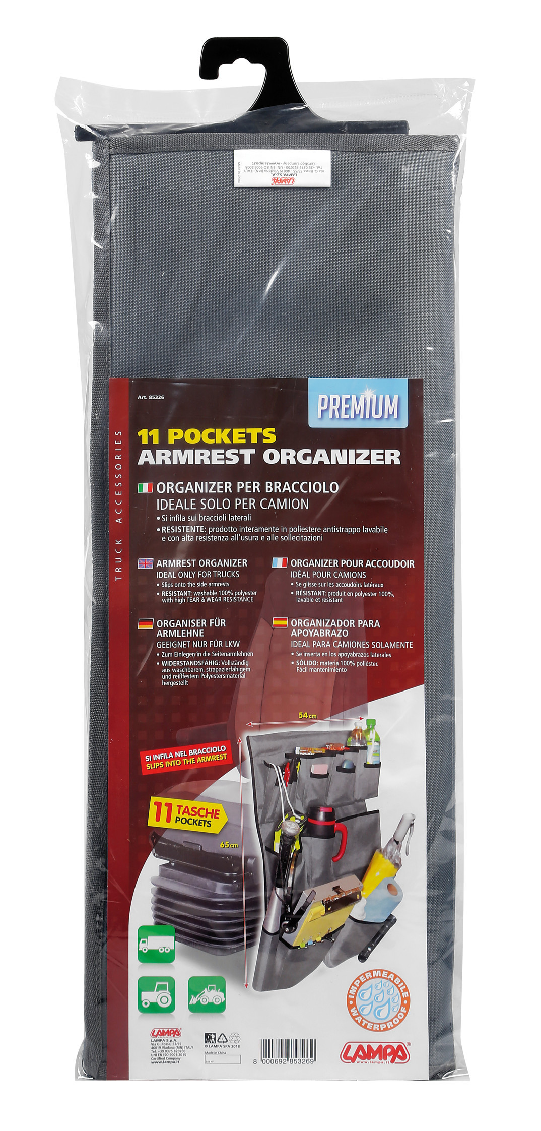 Premium, organizer per bracciolo camion, 11 tasche - immagine 5
