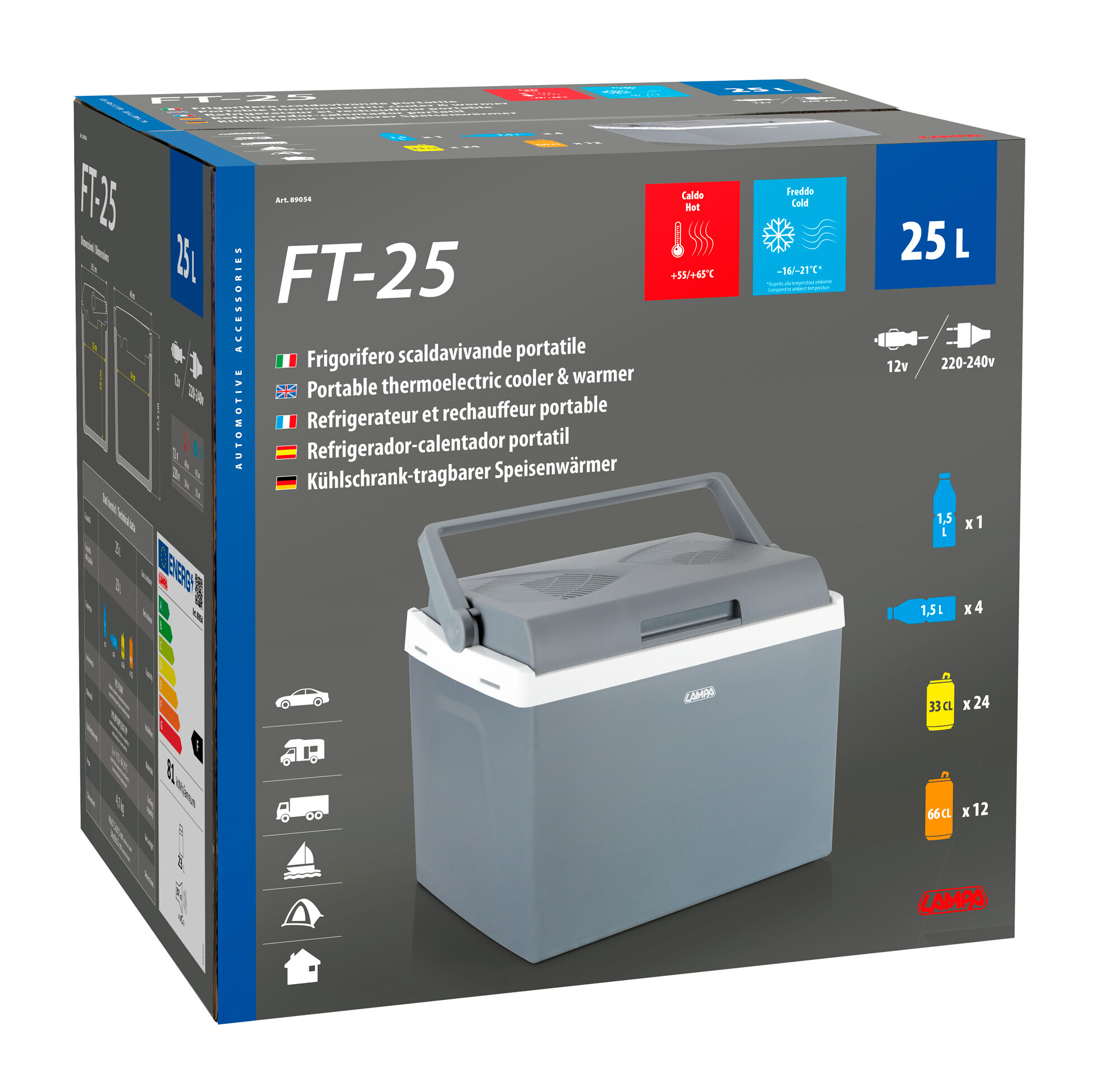FT-25, frigorifero-scaldavivande portatile 25 litri, 12V+220V - immagine 9