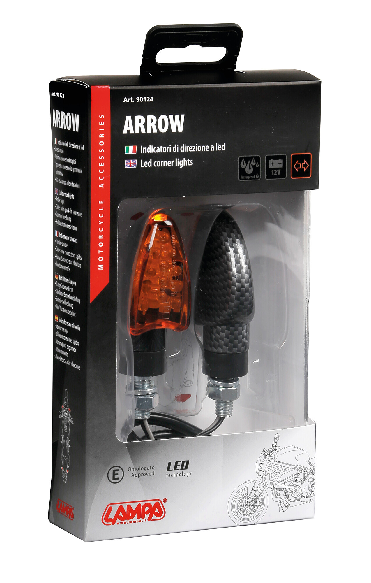 Arrow, indicatori direzione - 12V LED - Carbon - immagine 4