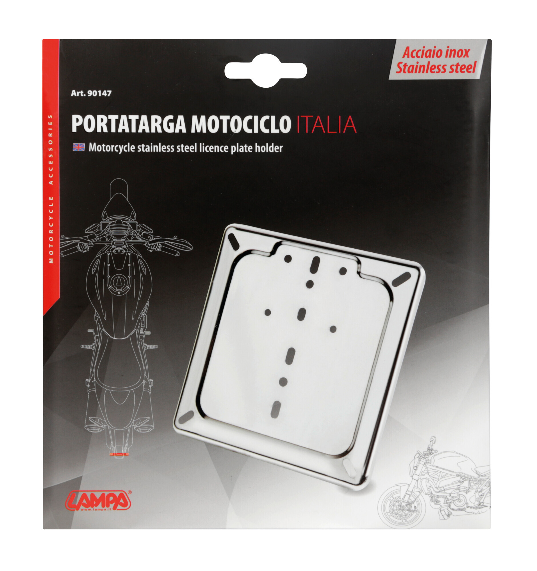 Porta targa in acciaio inox - Cromo - immagine 4