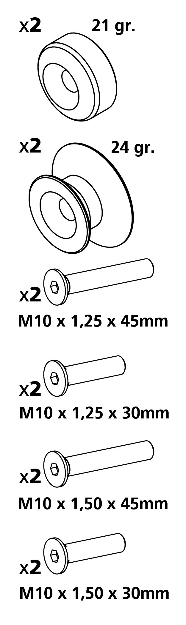 Kit supporti cavalletto - 10 mm - Alluminio - immagine 2