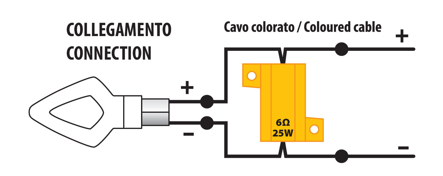 Resistenze pre-cablate con connettori rapidi, 2 pz - 12V - 6 OHM - 25 W - immagine 3