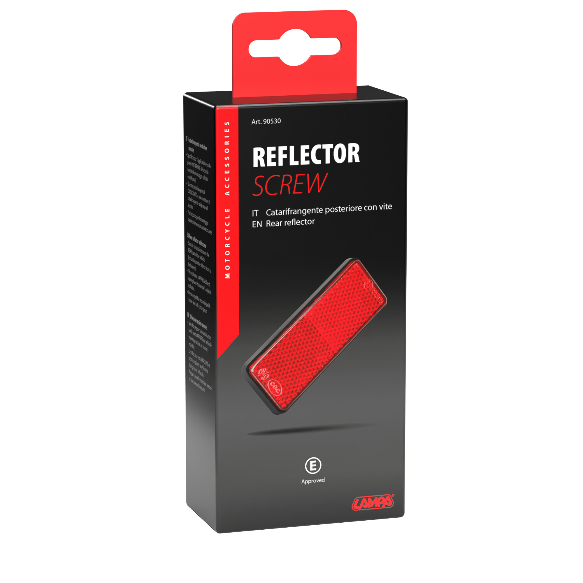 Catarifrangente posteriore con vite - 90x35 mm - Rosso - immagine 3