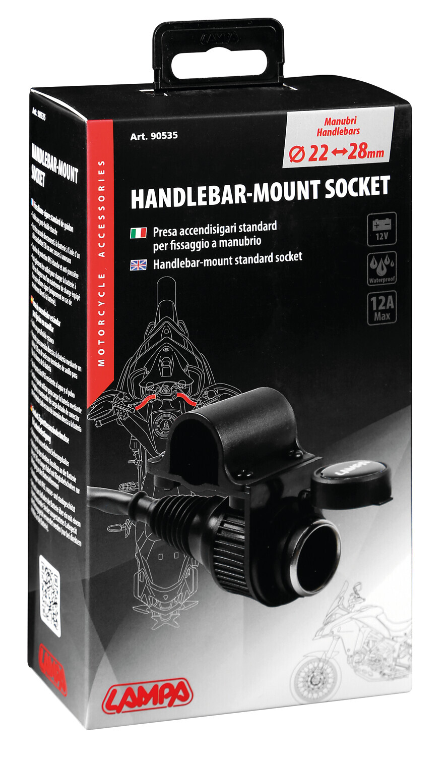 Presa corrente standard per fissaggio a manubrio - 12V - 12A max - immagine 4