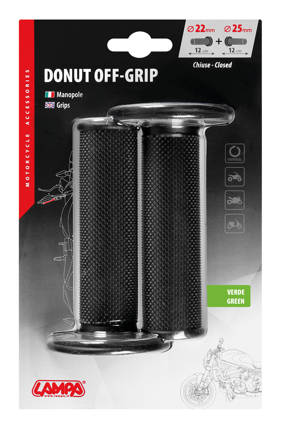 Donut Off-Road Grips, manopole universali - Nero - Verde - immagine 3