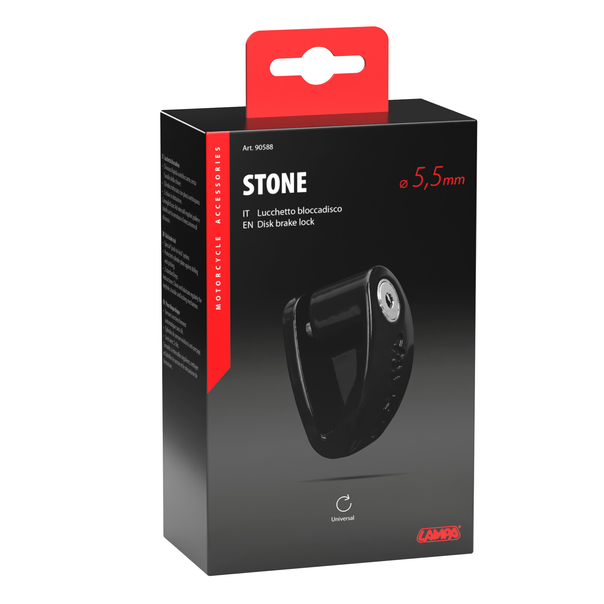 Stone, lucchetto bloccadisco - Perno Ø 5,5 mm - Nero - immagine 4