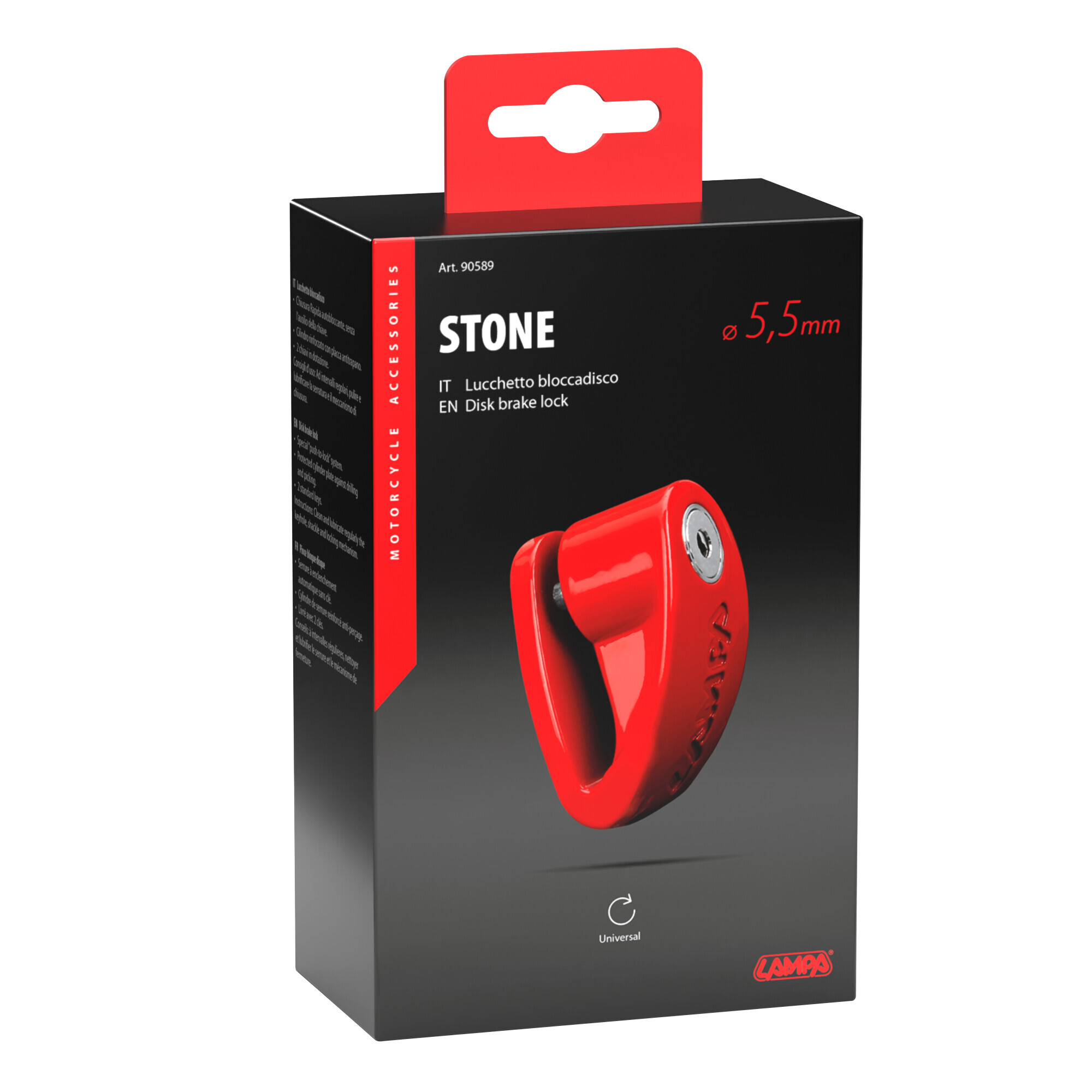 Stone, lucchetto bloccadisco - Perno Ø 5,5 mm - Rosso - immagine 3