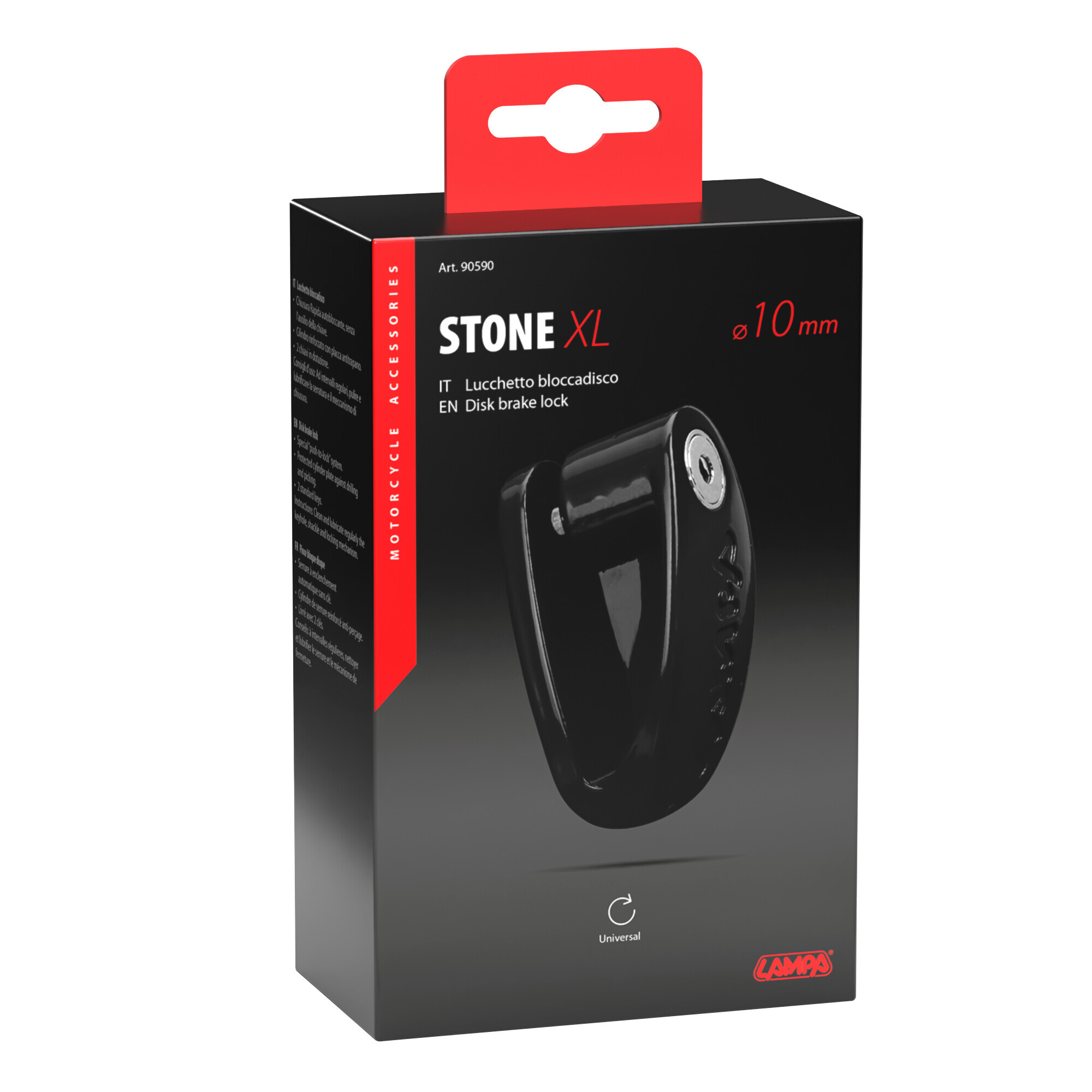 Stone XL, lucchetto bloccadisco - Perno Ø 10 mm - Nero - immagine 3