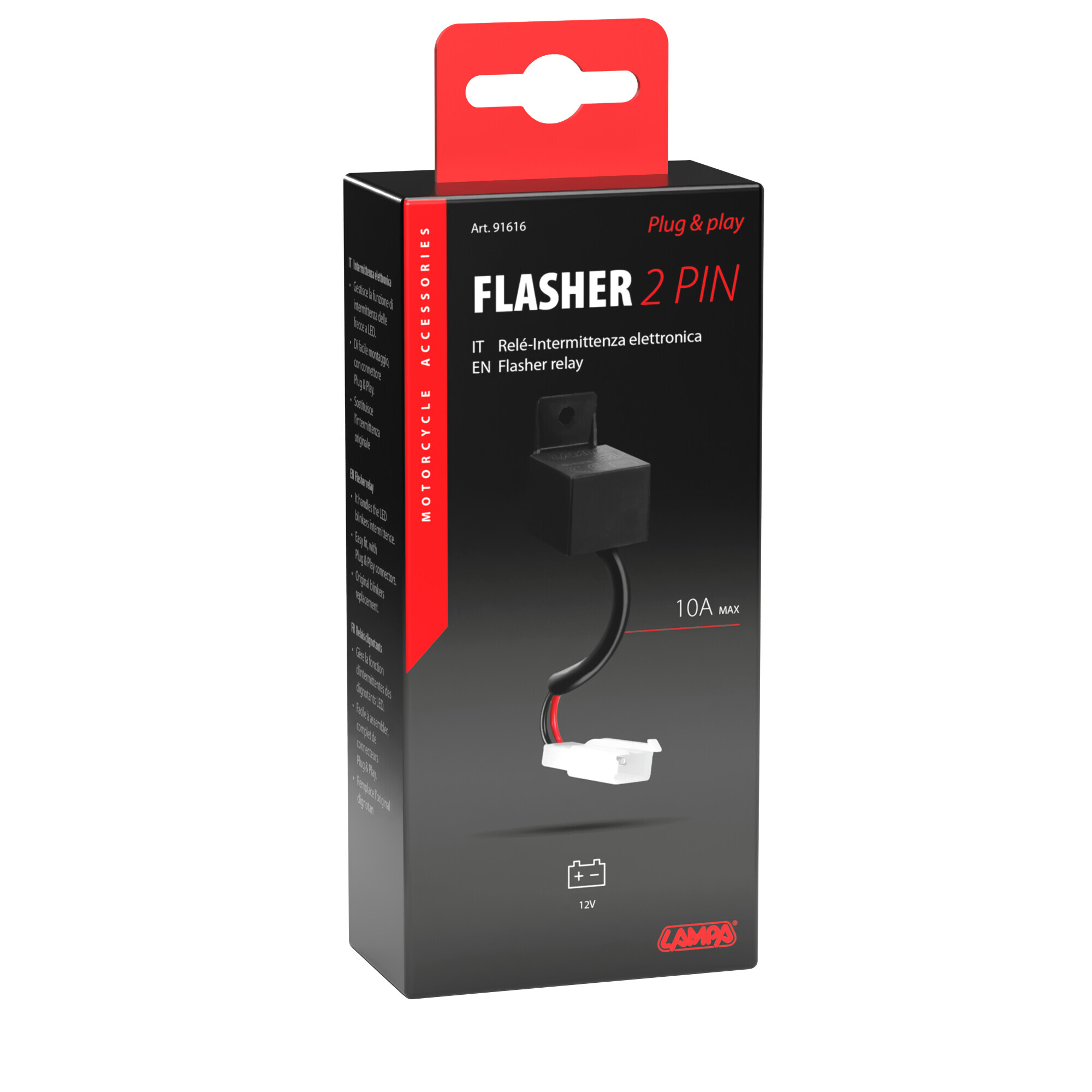 Flasher 2 Pin, intermittenza elettronica plug & play - 12V - 10A - immagine 2