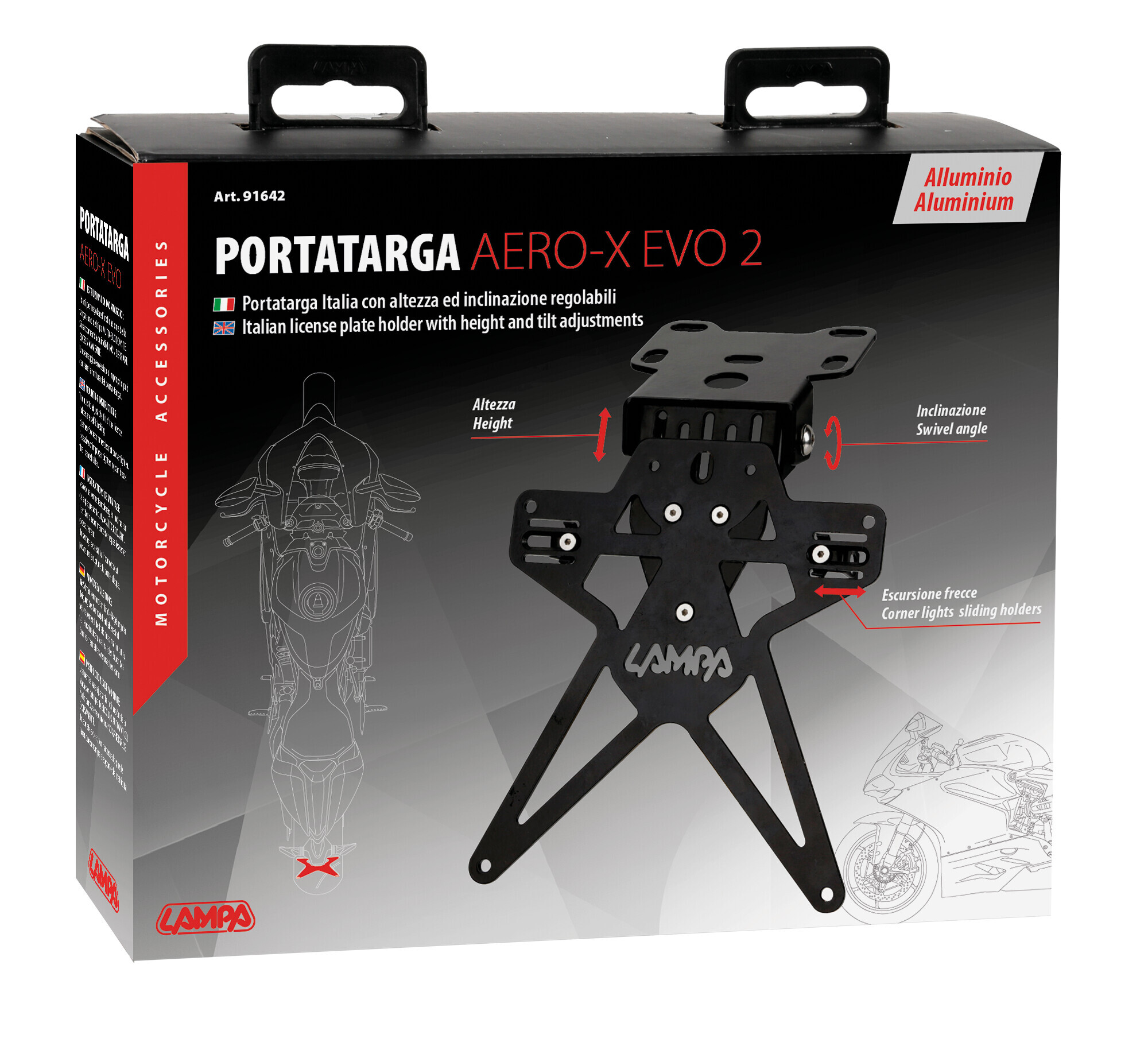 Aero-X Evo 2, portatarga Italia con altezza ed inclinazione regolabili - immagine 3