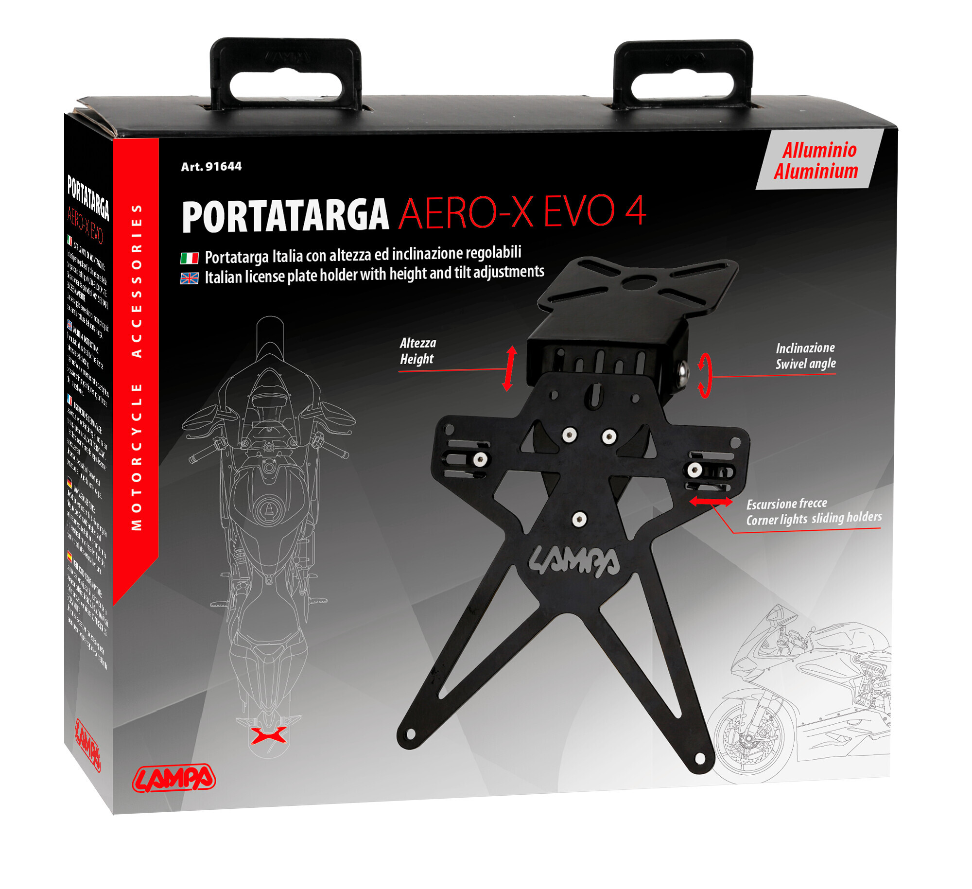 Aero-X Evo 4, portatarga Italia con altezza ed inclinazione regolabili - immagine 3