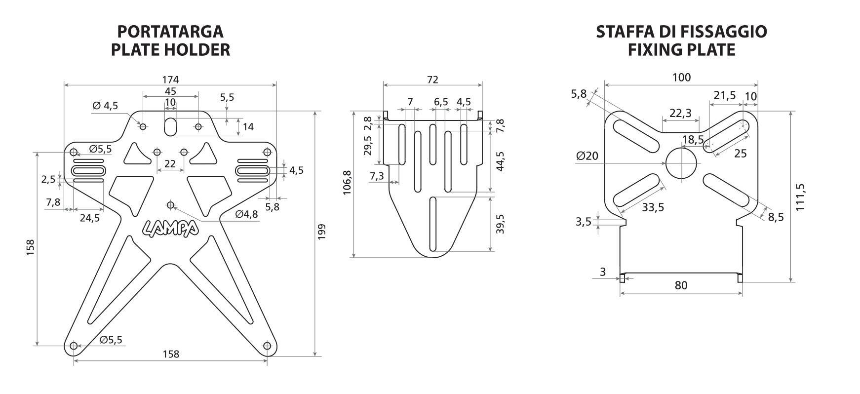 Aero-X Evo 4, portatarga Italia con altezza ed inclinazione regolabili - immagine 2