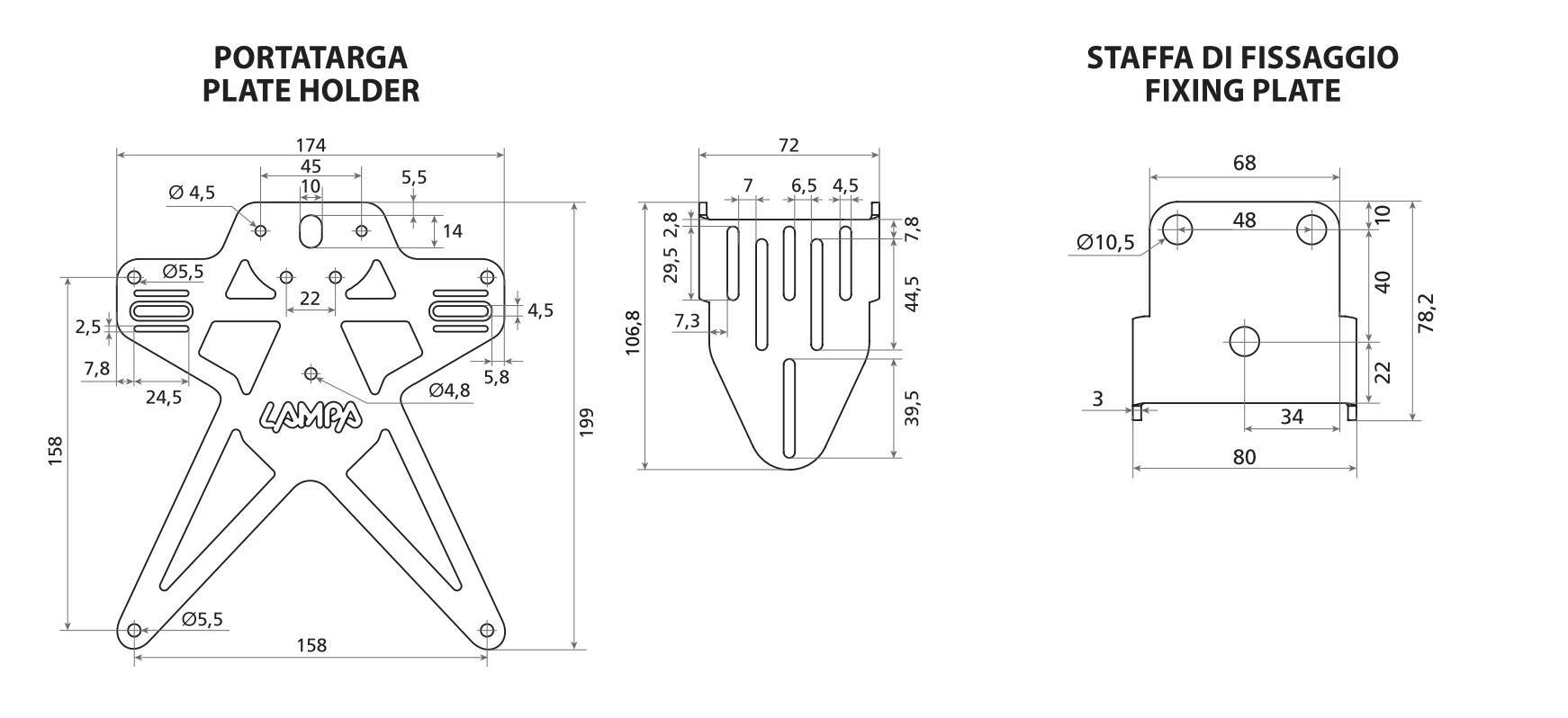 Aero-X Evo 5, portatarga Italia con altezza ed inclinazione regolabili - immagine 3