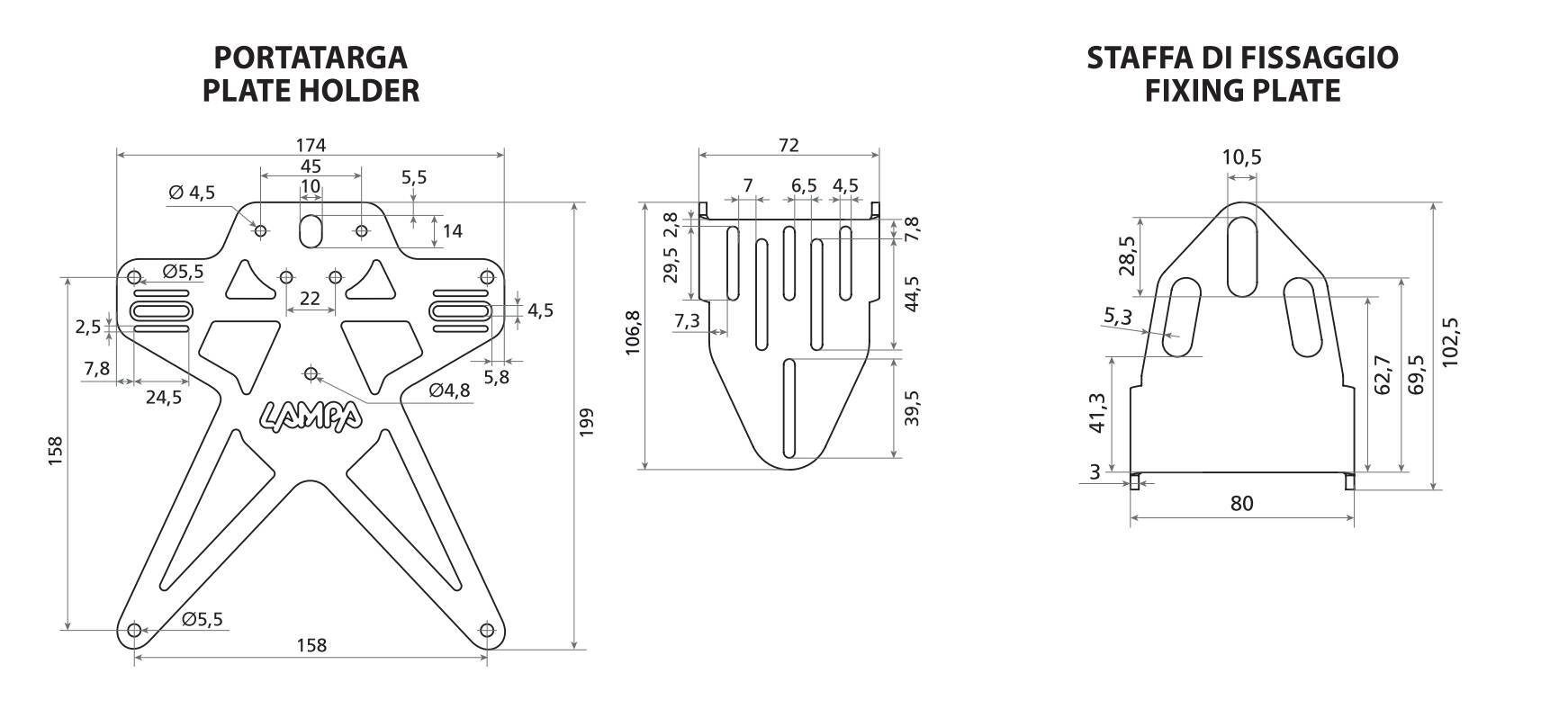 Aero-X Evo 6, portatarga Italia con altezza ed inclinazione regolabili - immagine 2