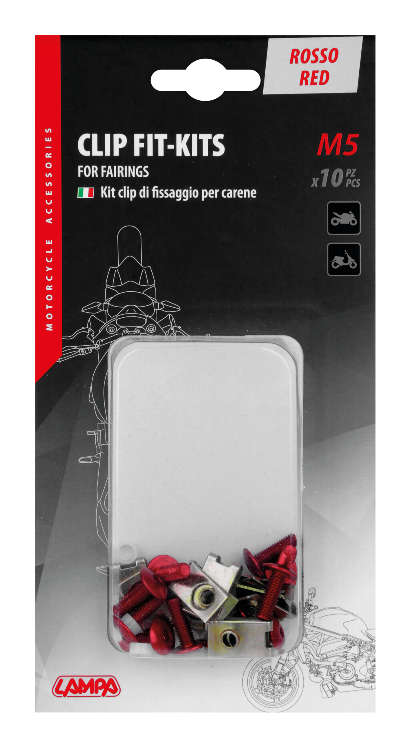 Clip Fit-Kits, kit clip di fissaggio per carene (5 MA) - 10 pz - Rosso - immagine 4