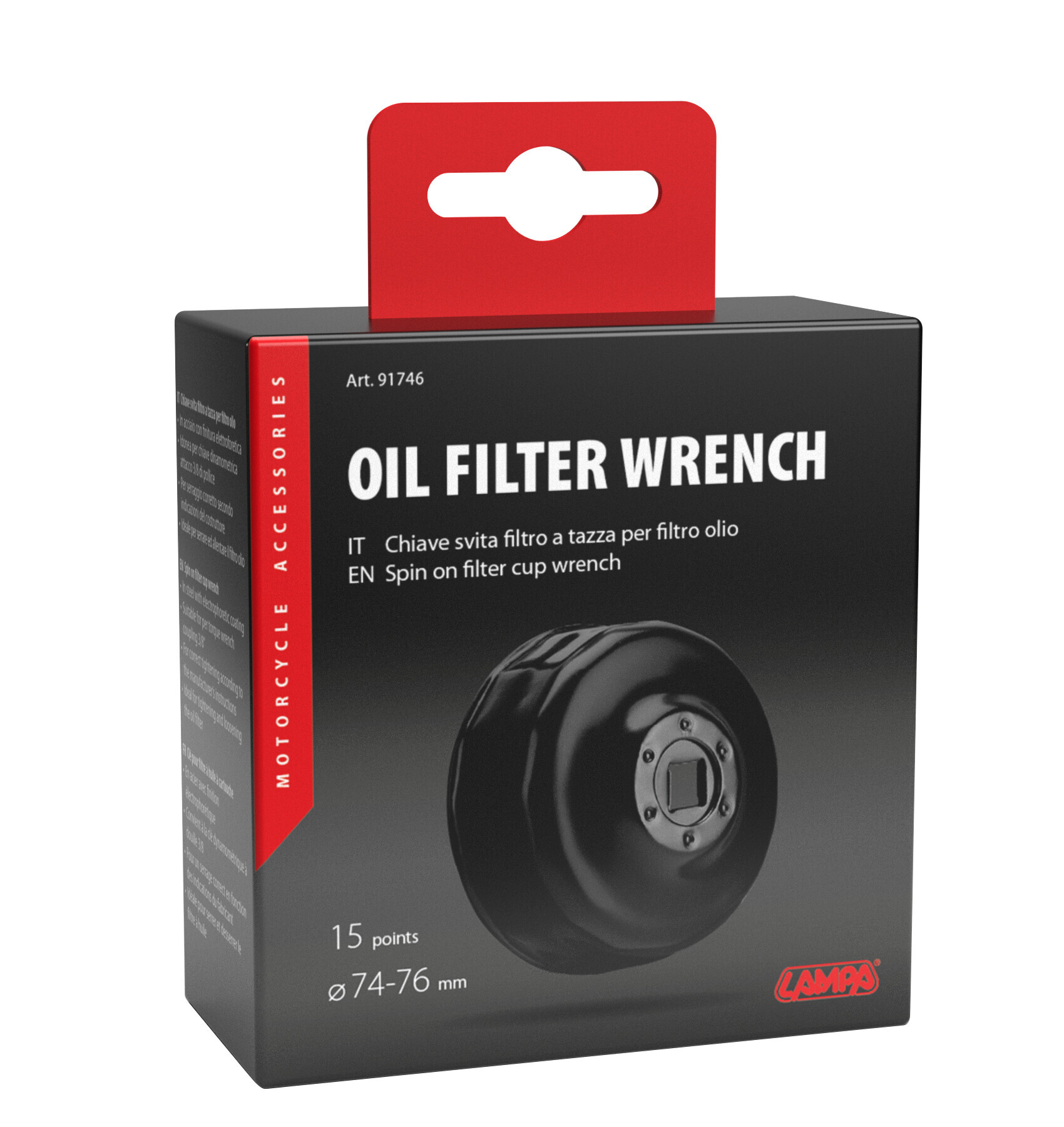 Chiave svita filtro a tazza per filtro olio per filtro Ø 74-76 mm con 15 lati - immagine 3